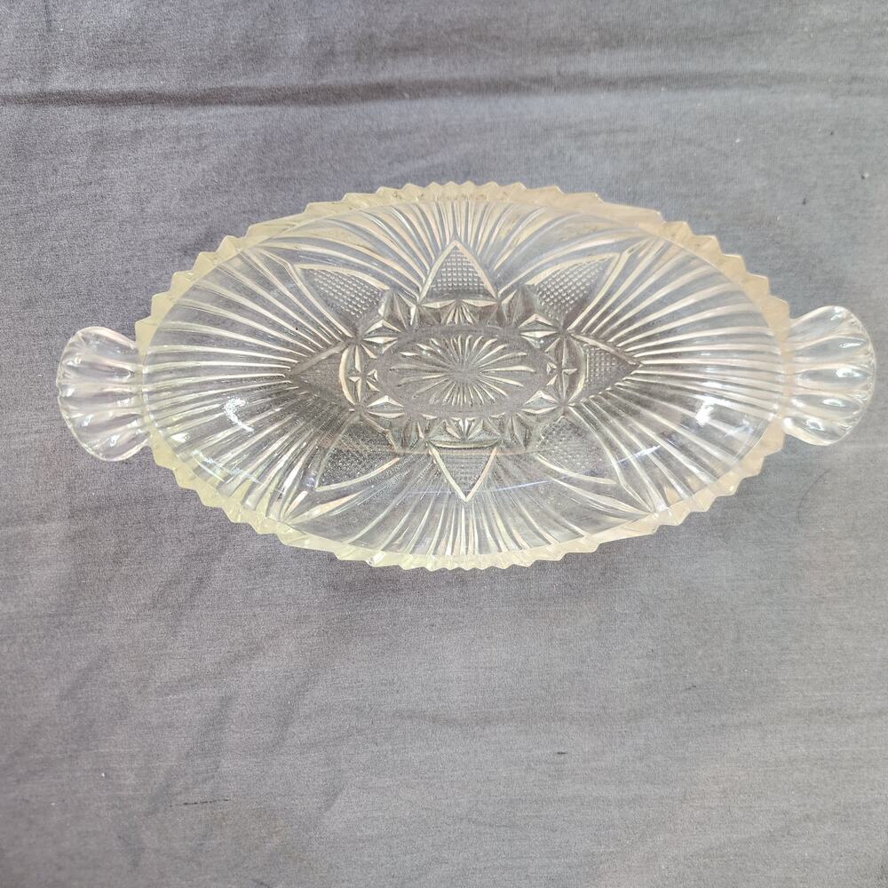 Anchor Hocking Crystal Candy/Relish Dis 8.5” Vintage